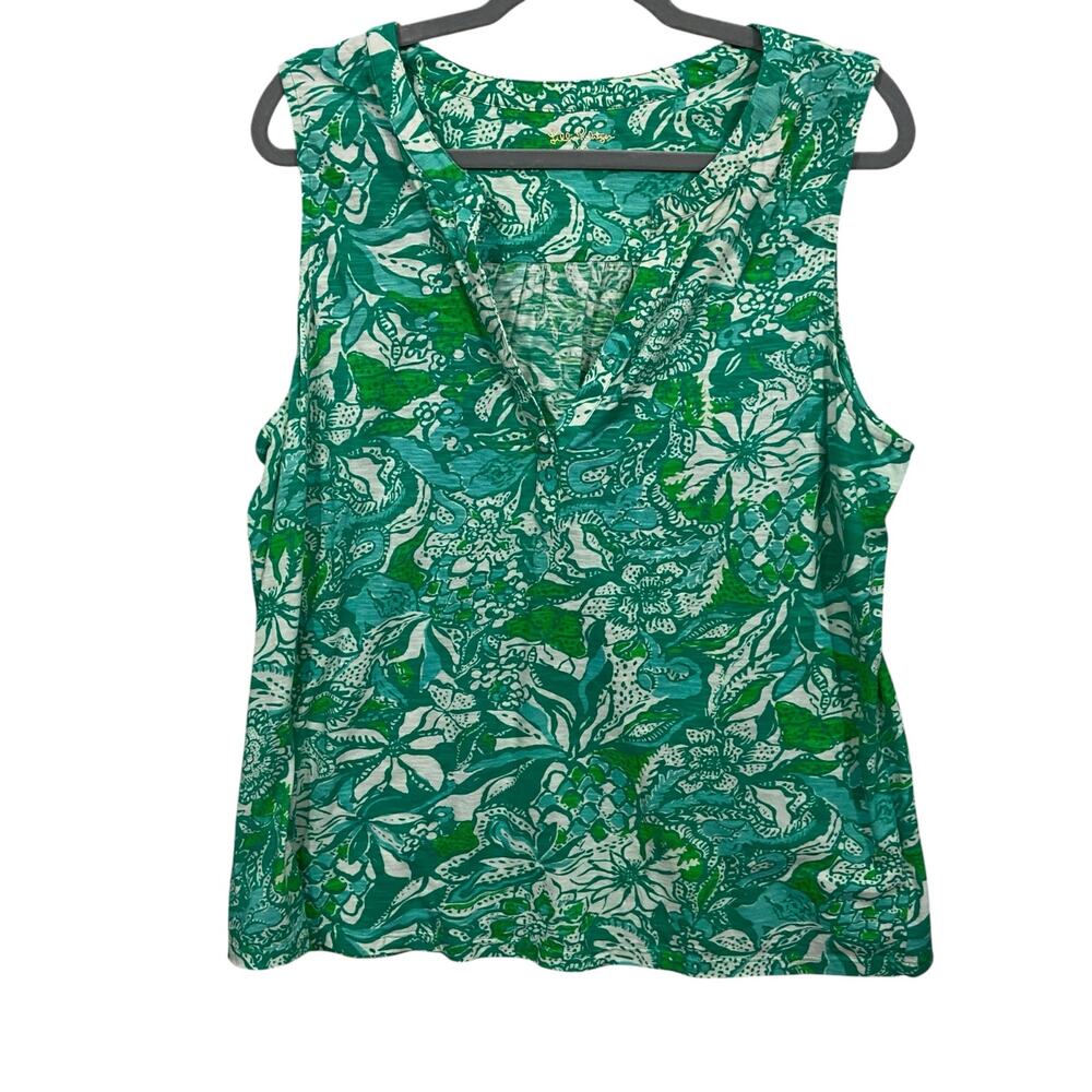 Lilly Pulitzer Sleeveless Cotton Top Green Size XXL